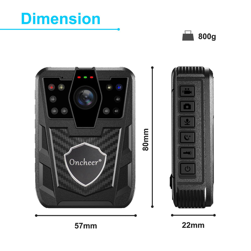 1080P Body Camera, Police Body Cam with 12H Continous Record, 64G SD Card, Shoulder and Waist Clips, Lightweight Personal Body Worn Cameras for Law Enforcement, Security Guards, Cycling Trip