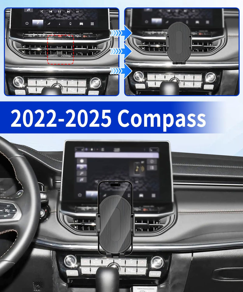 Car Phone Holder for Jeep Compass 2022 2023 2024 2025 Auto Accessories，One Hand Place & Pick，360° Rotation，Hands Free，for 4.7-7 inch Phones