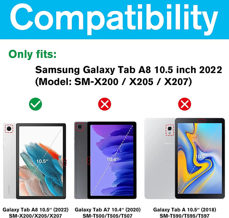 Smart Case for Galaxy Tab A8 10.5, Slim Stand Hard Back Shell Protective Smart Cover Case for Galaxy Tab A8 10.5 Inch 2022 SM-X200 X205 X207 -Black Black