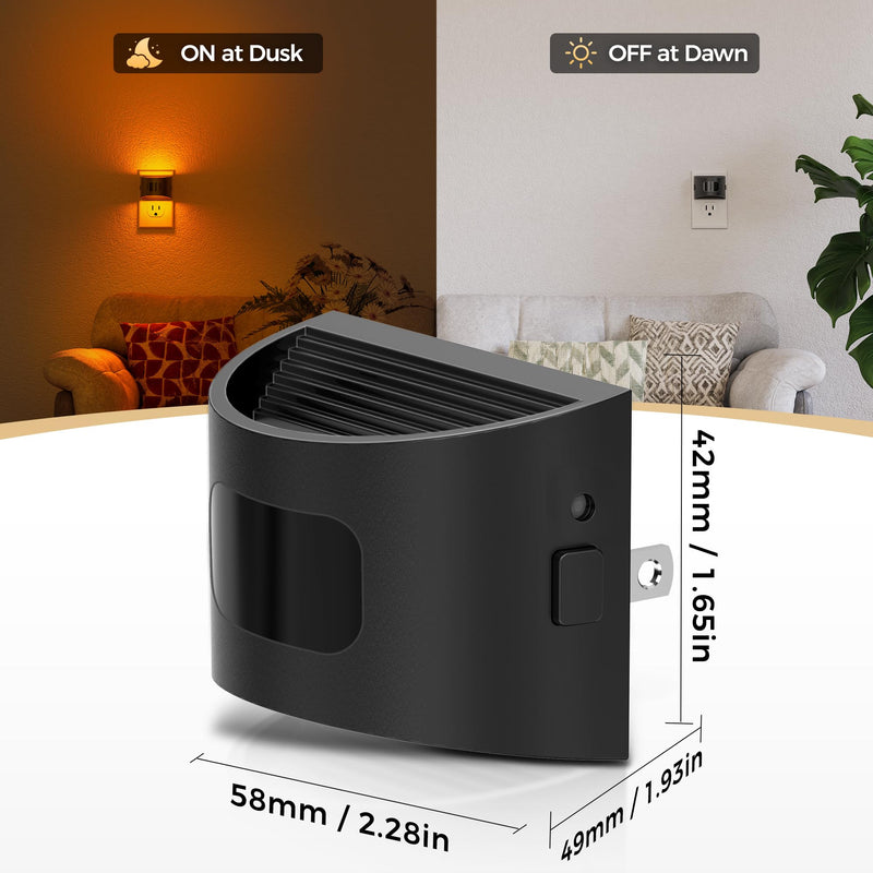 DORESshop LED Night Light[4 Pack], Night Lights Plug into Wall, 3 Mode Plug in Night Light with Motion Sensor, Dusk to Dawn Sensor, Nightlights for Adults, Bedroom, Bathroom, Hallway, Amber Black 4