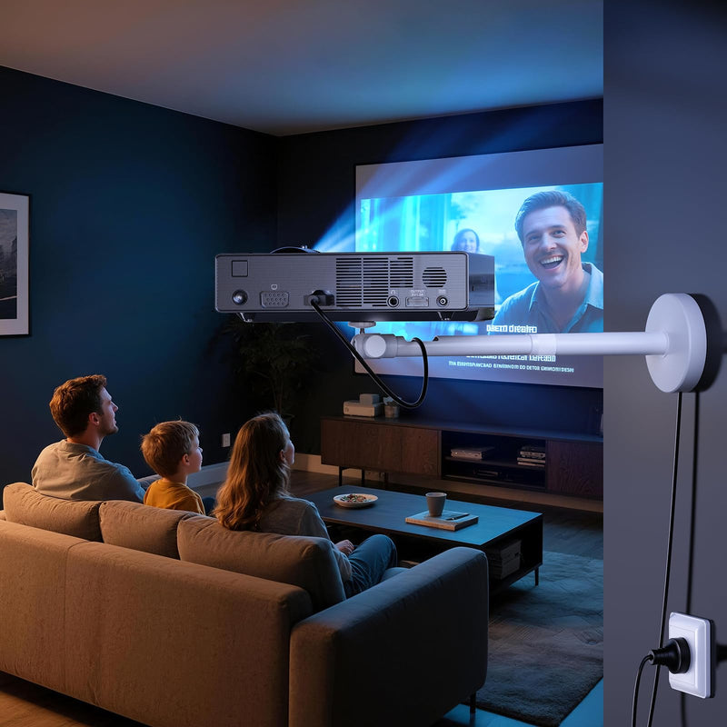 [AUSTRALIA] - DAWASAPAT Projector Mount for Ceiling/Wall - ¼-Inch Screw Adjustable Tilt&Swivel Hanging Wall Mount Hanger Rack with Extension Pole for Mini Projector with Cable Ties White 