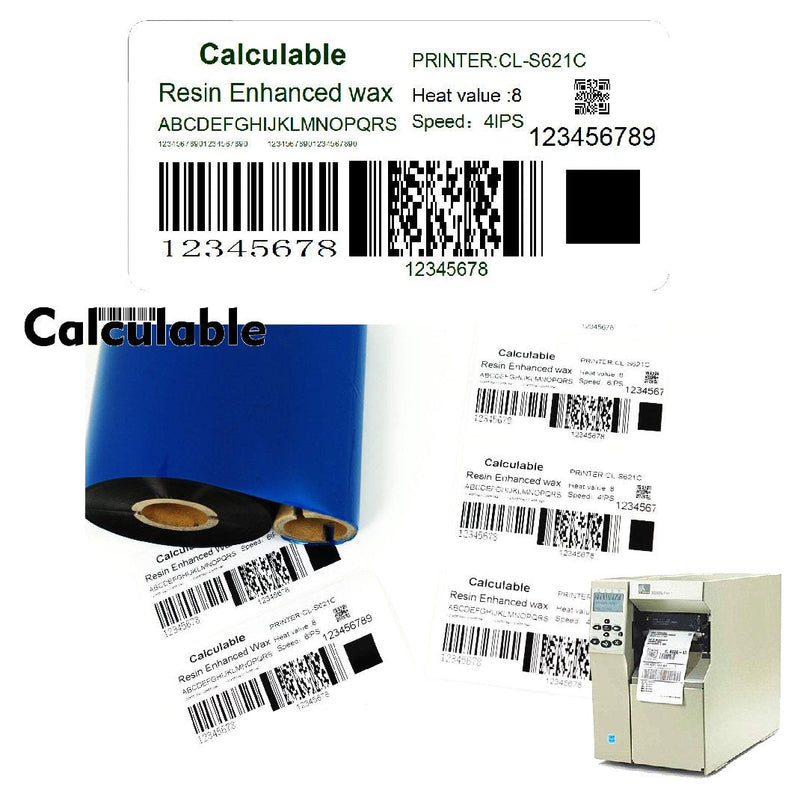 4.33" x1476' (110mmx450m) Thermal Transfer Ribbon Ink Outside Wax Ribbons Resin Enhanced Wax for Zebra GK420D SM4 ZT410 GC420t GK420t GX420t GX430t Tec Datamax Intermec Citizen Printer Resin Enhanced Wax 4.33"x1476'