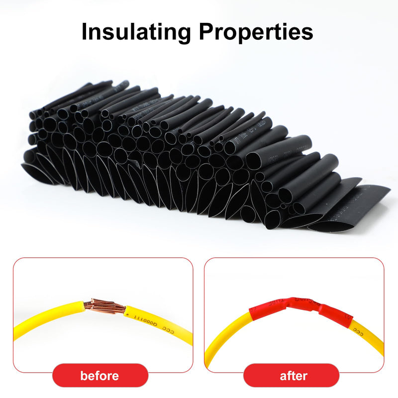 Heat Shrink Tube Set, Heat Shrink Tubing 2:1 Ratio, 580 Pieces Heat Shrink Tubing, for Connecting, Rust Protection, Water Resistance and Insulation of Cables in Households or Industries