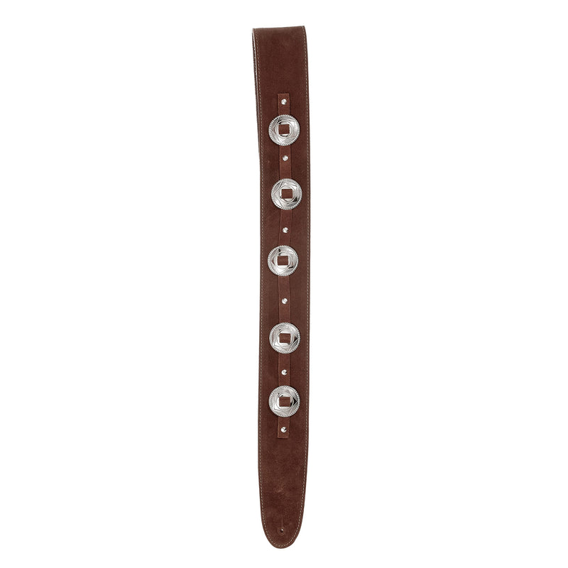 D'Addario Accessories Leather Guitar Strap Conchos Brown