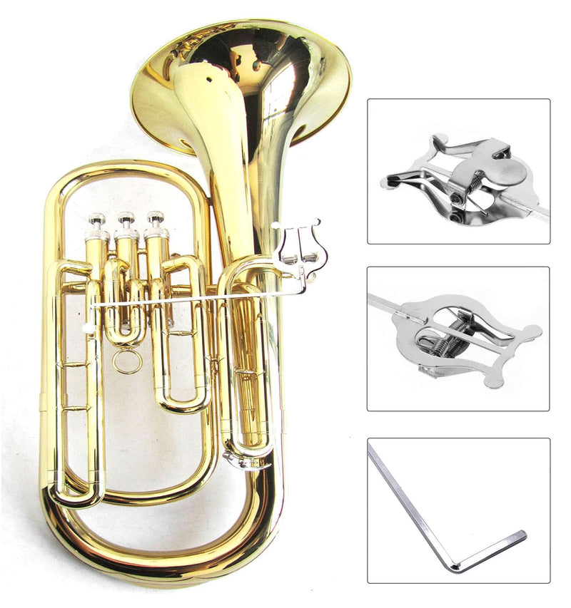 3/4 Vertical Keys Euphonium Marching Clamp-on Lyre Metal Plating Sheet Music Clip 11Inch Length