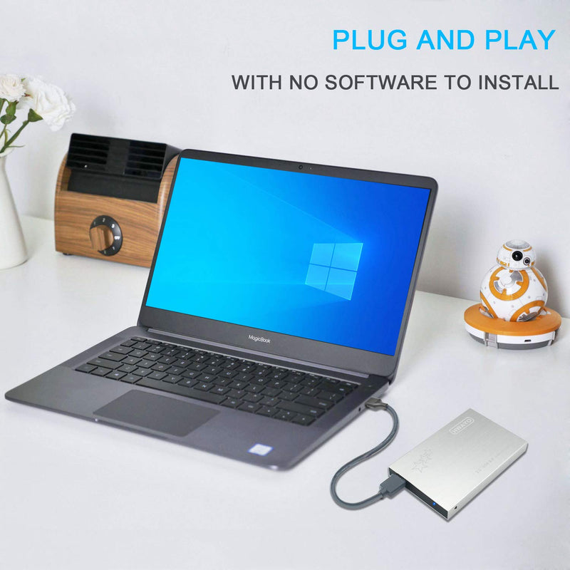 HWAYO 1TB External Hard Drive Portable 2.5'' Ultra Slim HDD Storage USB 3.0 for PC, Laptop, Mac, Chromebook, Xbox One (Silver) Silver