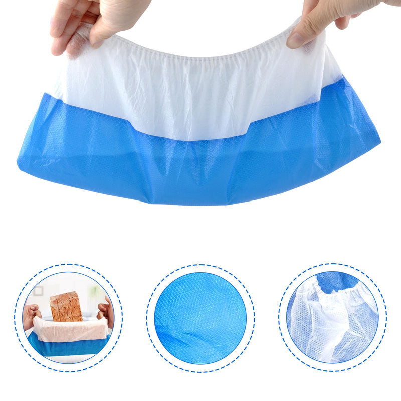 Pack of 100 Overshoes, Shoe Covers, CPE + PP Plastic Shoe Covers, Reusable Overshoes, Rain Protection, Overshoes, Shoe Covers, Waterproof, One Size, Indoor and Outdoor
