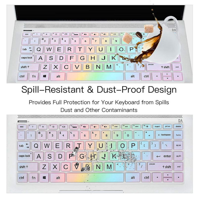 Keyboard Cover for HP Pavilion X360 14" & HP Laptop 14 14-dq 14-fq 14-dk 14m-dh 14-cd/ce/cf Series 14-cf0006dx/cf0012dx 14-dk0002dx 14-dq0011dx/dq1037wm/dq1089wm 14-fq0040nr/fq0050nr Keyboard Skin Colorful Rainbow