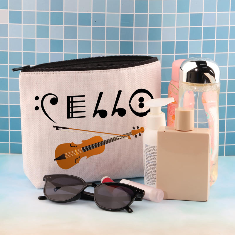 BDPWSS Cello Gift Cello Player Gift Cello Music Note Makeup Bag Funny Cello Cellist Orchestra Musician Zipper Travel Pouch (Cello note bag) Cello note bag