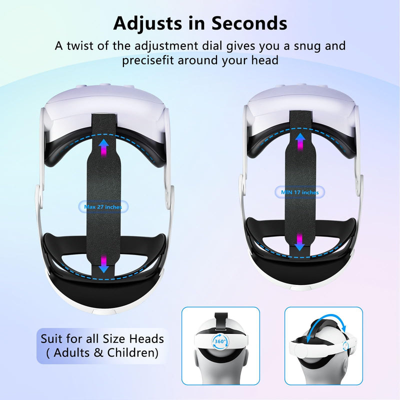 5000mAh Battery Pack for Oculus Quest 2 (Pack of 2),Comfort Adjustable Head Strap for Meta Quest 3