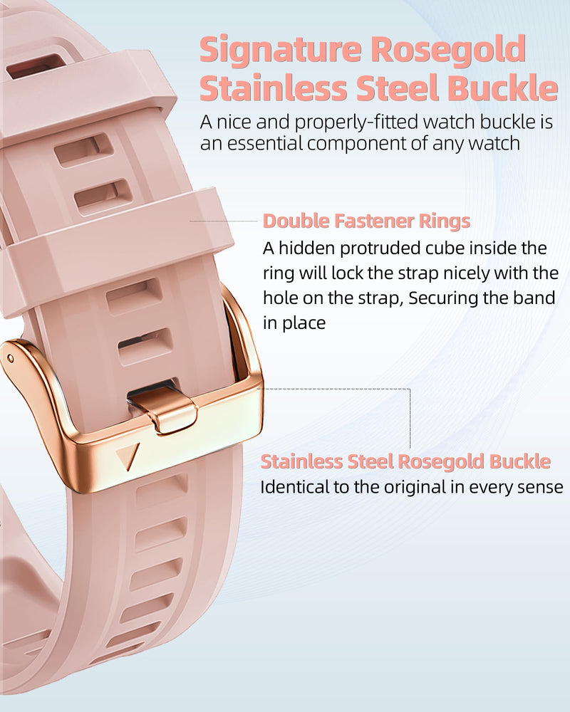 20mm Watch Band Replacement for Garmin fenix 5S/5S Plus/6S/7S/Instinct 2S/D2，Quick Fit silicone with rosegold buckle, BLACK and DUSTROSE Bundle