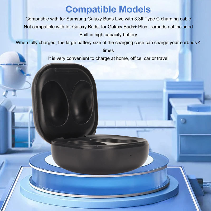 Earbuds Charging Case for Samsung Galaxy Buds Live SM R180, Replacement Charger USB Charging Case Dock. Black