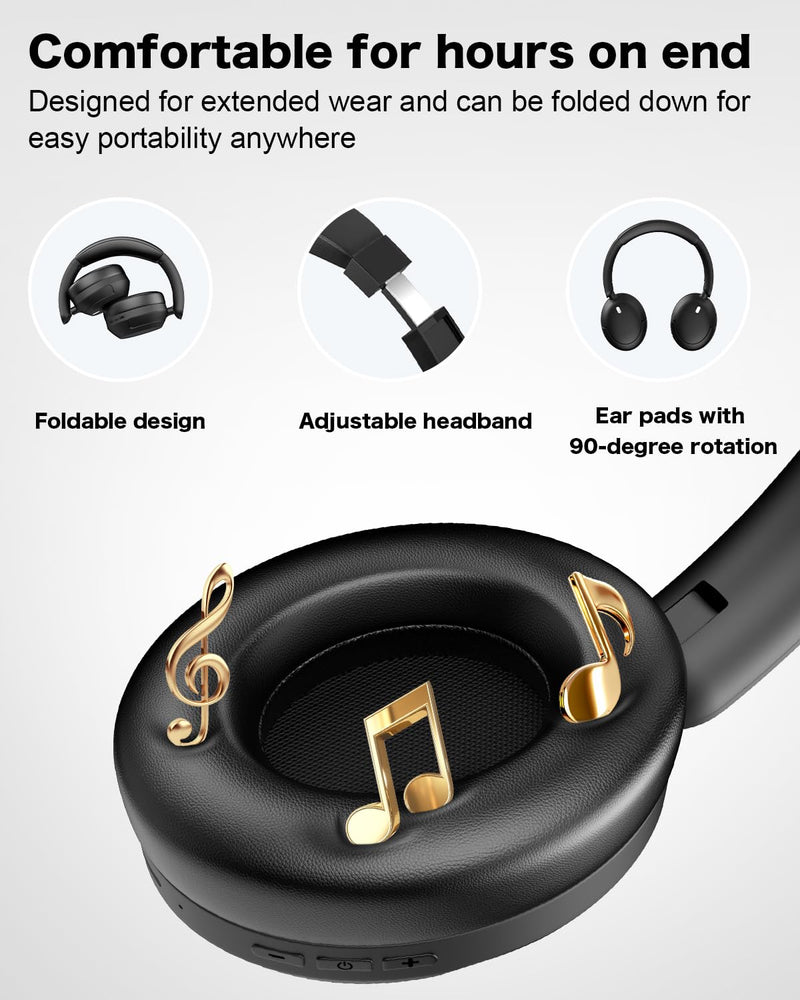 KIMHOST T30 Active Noise Cancelling Headphones, 120Hrs Playtime Bluetooth 5.3 Headphones, Multipoint, Deep Bass, Foldable, HiFi Stereo Wireless Over Ear Headphone for Travel, Office, Music, Game, Gym