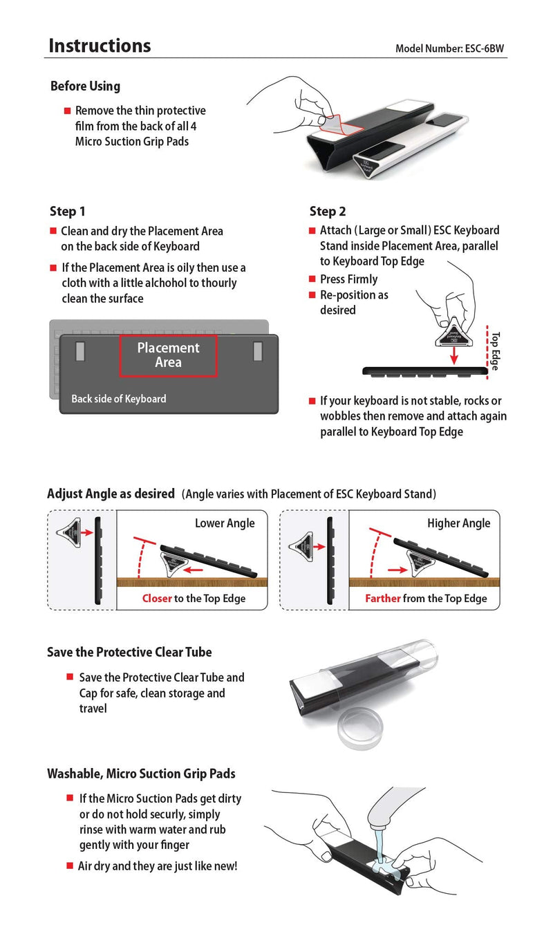 ESC Computer Keyboard and Laptop Stand, Variable Ergonomic Angles and Tilt, Two Sizes of Stands Included, Compatible with Most Keyboards, Repositionable Micro Grip Pads