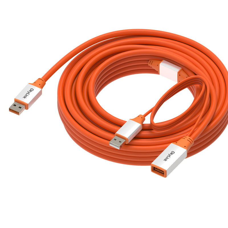 OkyLink Active USB 3.2 Gen 2 Extension Cable 10Gbps 10Gbps, 32ft | 10m, Male to Female, Powered Active Signal Amplifier, for Industrial Vision, Kiosk & In-Wall Installation USB3.2(10Gbps) 32ft (10m)