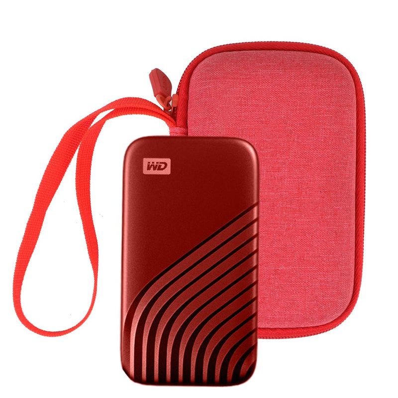 Aenllosi Hard Carrying Case Compatible with WD 1TB 2TB 500GB My Passport SSD External Portable Drive (red) red