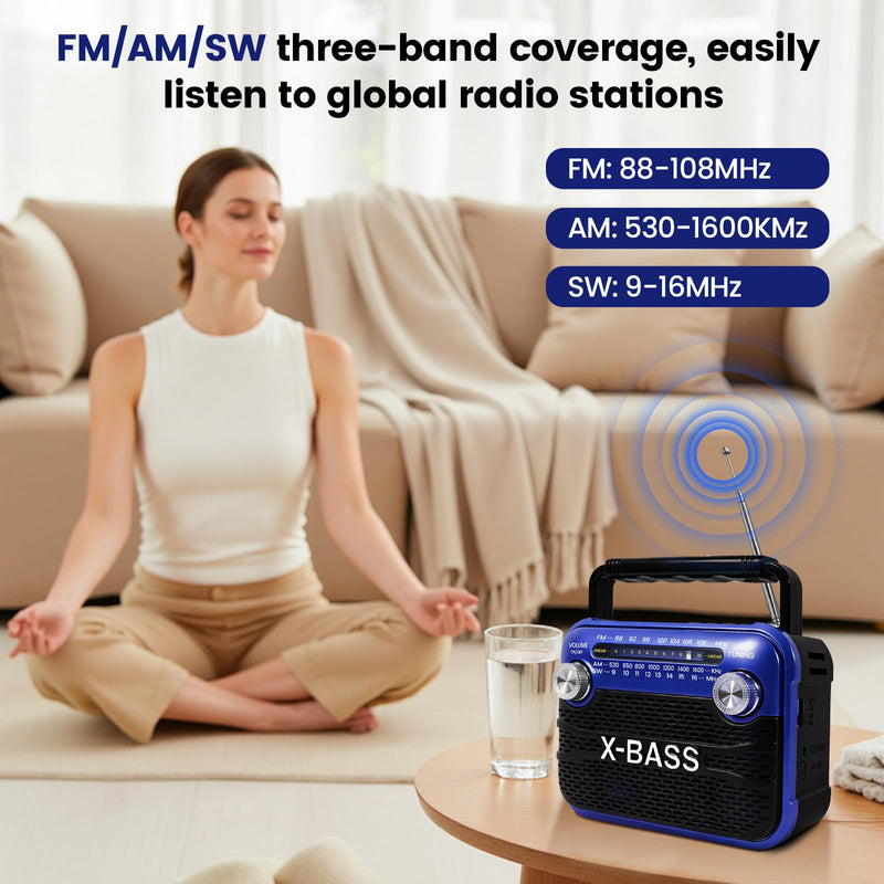 [AUSTRALIA] - Portable AM/FM/SW Shortwave Radio with Bluetooth 5.0,Support USB/TF Player,D Battery Operated/USB Charge,Digital Tuner & Earphone Jack,Emergency Flashligh, Perfect for Gifts/Elderly/Home 