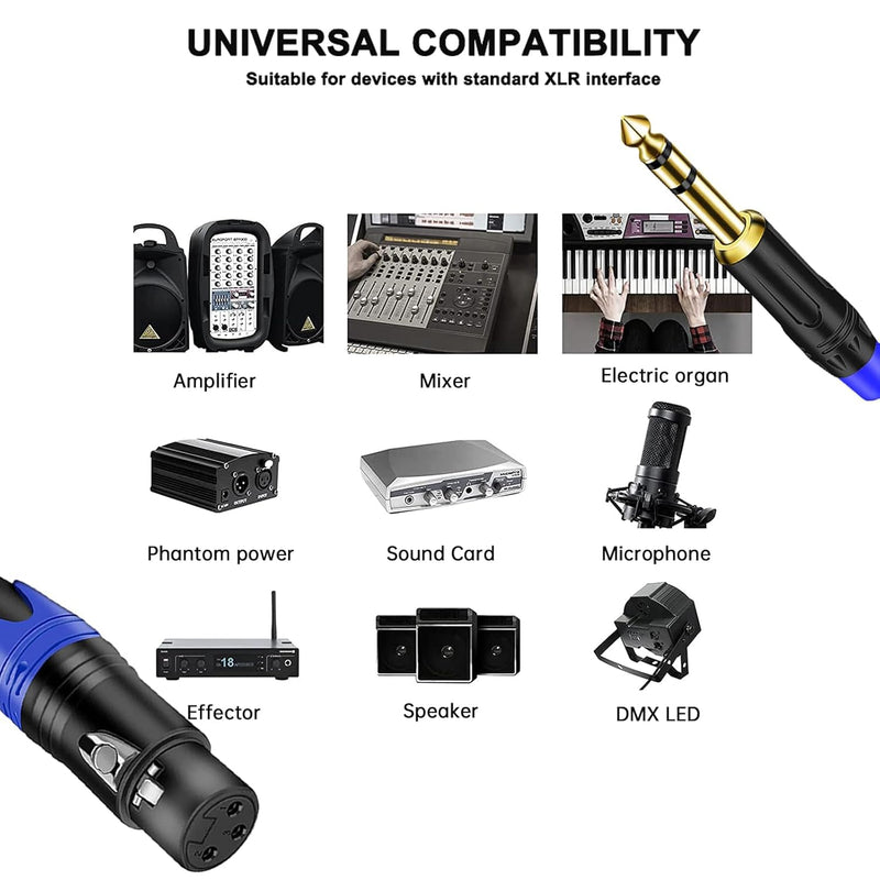 XLR to 1/4 TRS Stereo Adapter, XLR Female to 1/4 Inch (6.35mm) Balanced Microphone Stereo Audio Converter Adapter Cable (2Pack / 25 FT)
