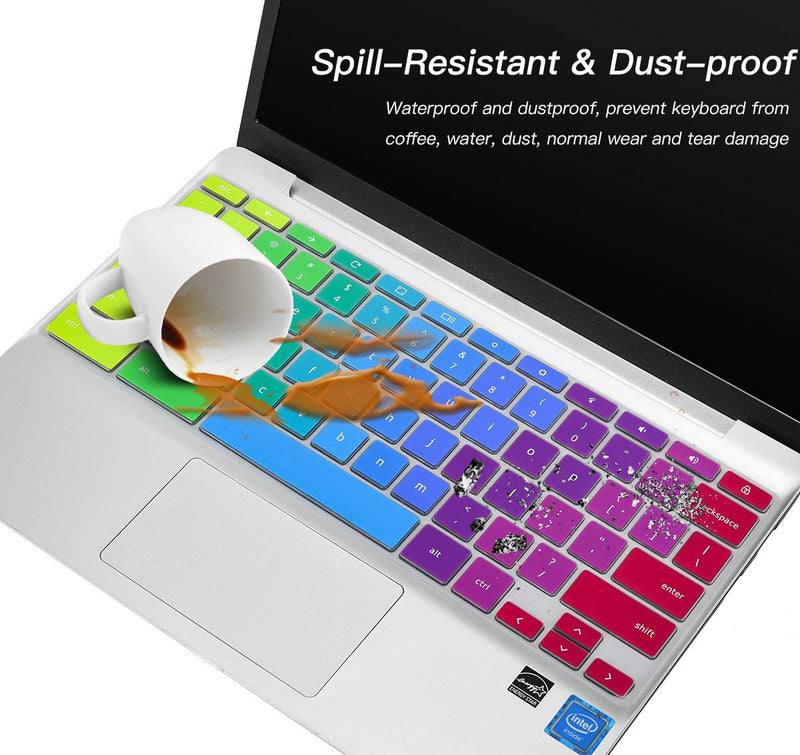 Colorful Keyboard Cover for HP Chromebook X360 11.6/14 inch, HP Chromebook 11 11A-NB0013DX/G7 EE/G6 EE/G2/G3/G4/G5, HP Chromebook 14-db/ca/ak/DA 14B-CA 14a-na Series, Chromebook Skin, Rainbow