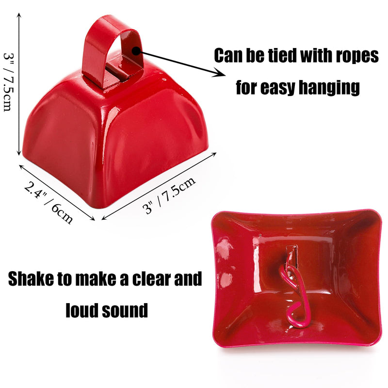 Foraineam 12 Pcs Cow Bells, Metal Loud Call Bell Alarm Noisemakers with Handle, Cowbells Hand Percussion Musical Instruments for Sporting Football Events, Weddings, Team Cheering, New Year's Eve