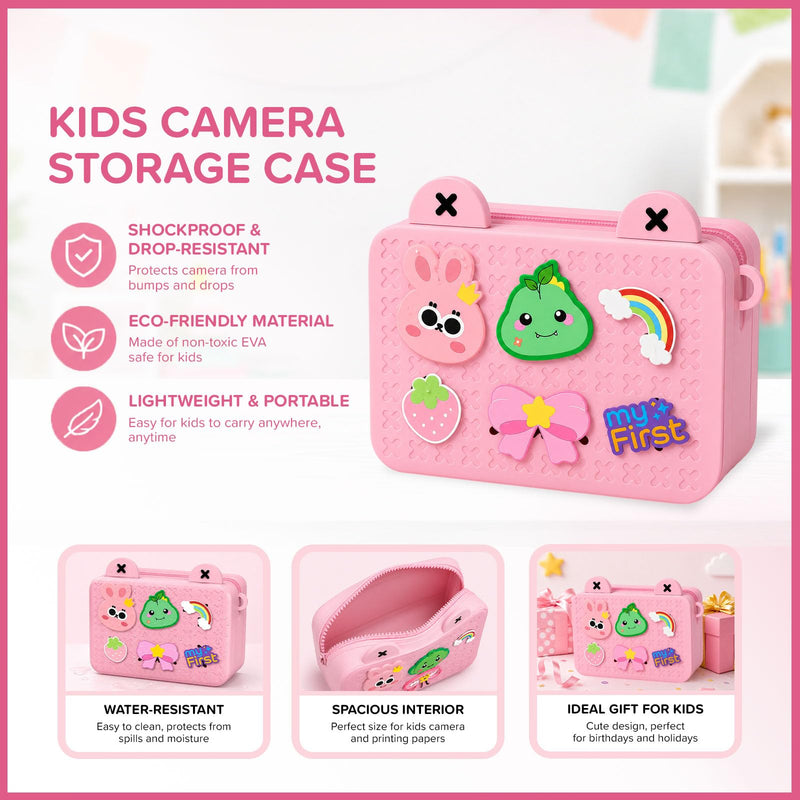 myFirst Kids Instant Print Camera, 16MP Camera, 9 Rolls Paper, Travel Case | 7S inkless thermal printing, insta 20 bundle, selfie lens, toy camera, school travel play, birthday gift for girls ages 4-12 Cotton Candy Camera + 9 Rolls Paper + Carrying Case