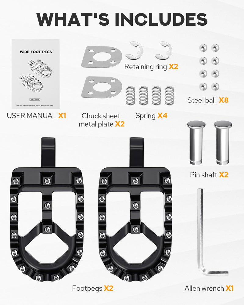 PBYMT CNC Wide Foot Pegs 360° Roating, Stainless Steel Joint MX Chopper Bobber Style Fit For Harley Davidson Dyna 1993-2017, Fatboy 1990-2017, Iron 883 2009-2017, Sportster 883