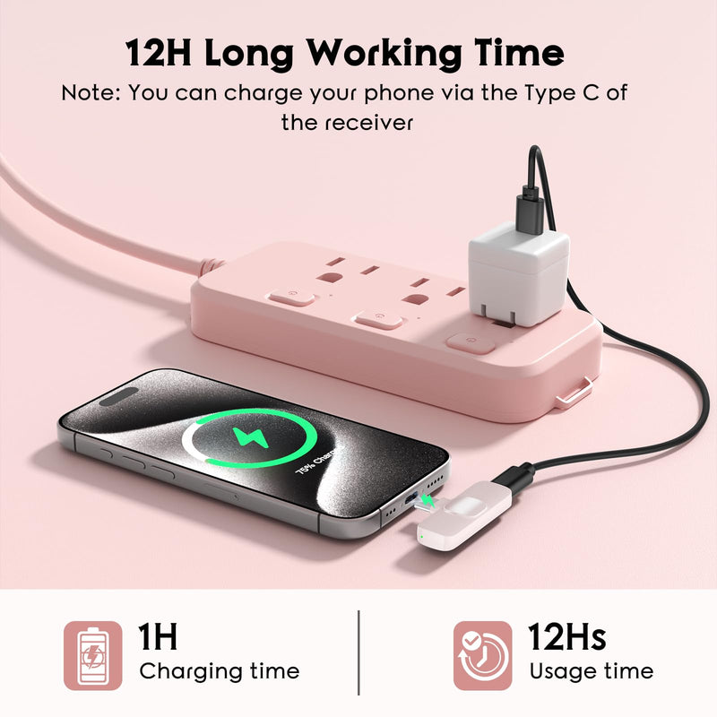 [AUSTRALIA] - USB C Mini Wireless Lavalier Microphone for iPhone 15 16, iOS and Android Devices - Noise Reduction Lapel Mic for Recording, Clip Omni Lav Mic for Video Recording, Tiktok, Youtube, Vlog (Pink) White M2 USB C 