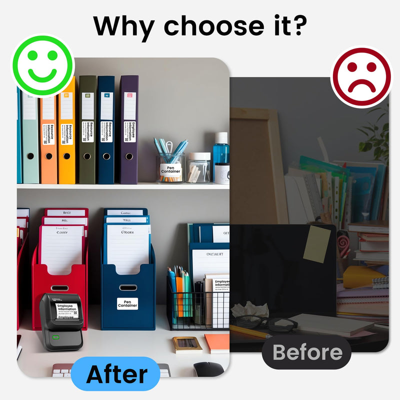 [AUSTRALIA] - Label Maker, Thermal Label Maker, Barcode Label Printer for Small Business, Bluetooth Label Maker Machine Compatible with Phone & PC, Inkless Portable Label Makers for Address, Logo, Barcode Black 