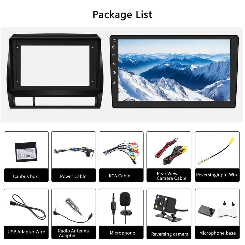 9" Car Stereo Radio for Toyota Tacoma 2005-2015 | Wireless Apple CarPlay & Android Auto | 5G WiFi GPS Navigation | IPS HD Touchscreen | Bluetooth | FM | MIC | Backup Camera Toyota TacomaB