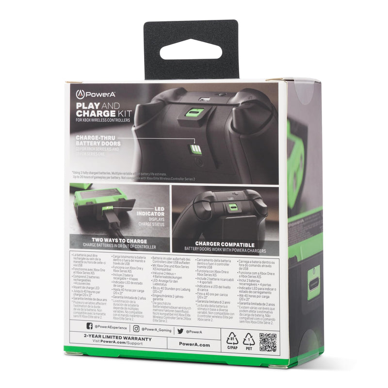 PowerA Play & Charge Kit for Xbox Series X|S and One Wireless Controller, Rechargeable Battery Pack, Officially Licensed for Xbox Battery Kit