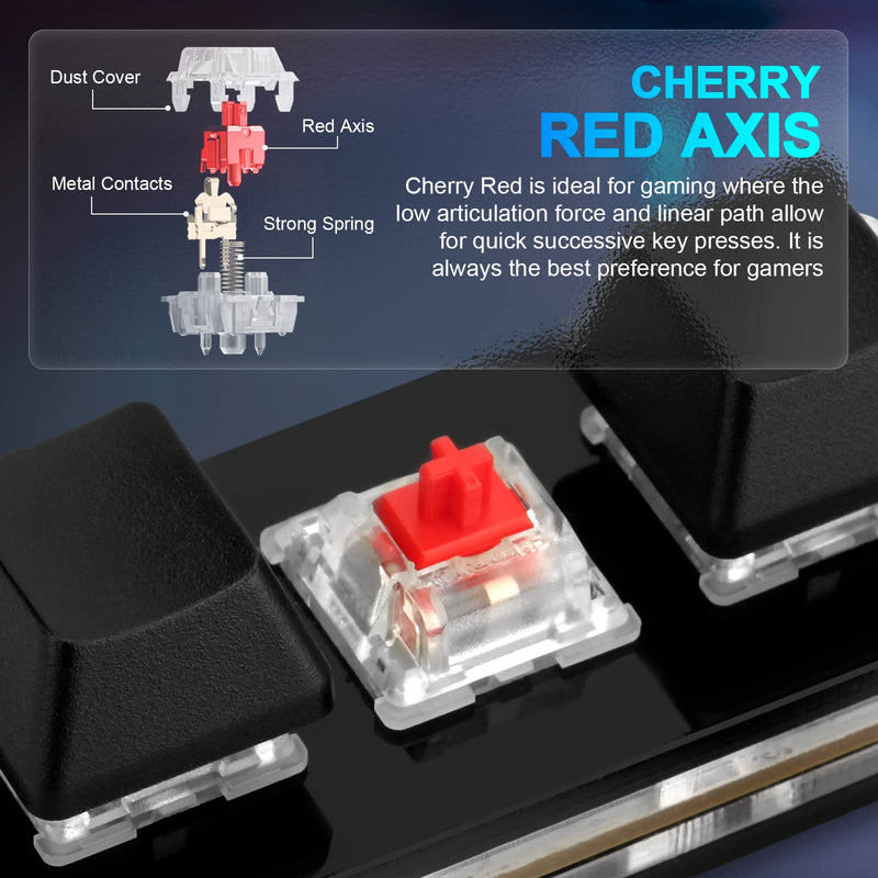Ecarke Black 5 Keys Mini Macro Mechanical Keyboard Gaming Keypad with USB Data Cable for Windows Mac OSU HID Standard KeyboardUpgrade Cherry Shaft（Upgrade Cherry Shaft & RGB LED）