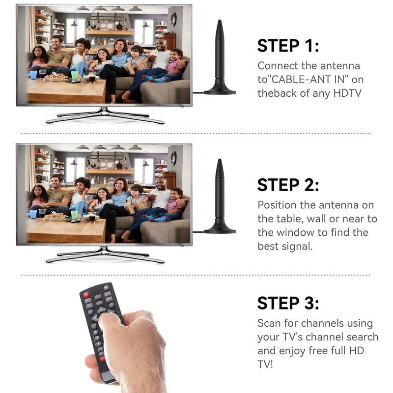 [AUSTRALIA] - TV Antenna, 2024 Newest HD Digital TV Antenna Indoor Outdoor 300+ Miles Range with Amplifier Signal Booster 4K HD Free Local Channels Support All Television - 10ft High Performance Coax Cable 