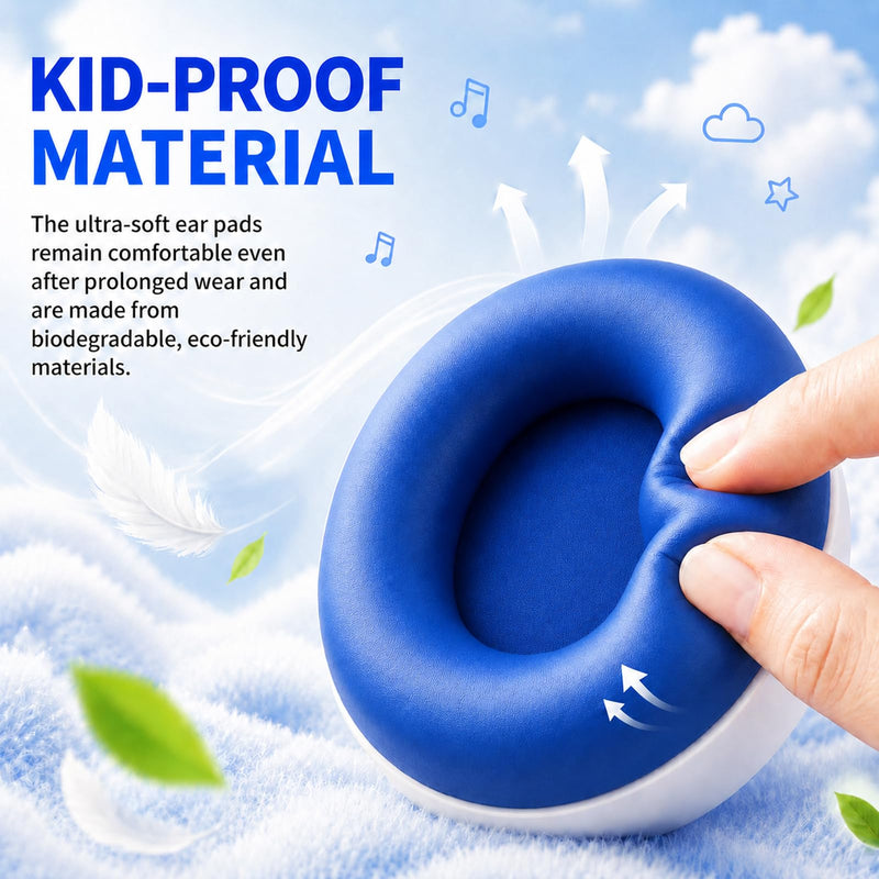 Kids Wireless Headphones,Over-Ear Headset for Boys | Active Noise Cancelling, 58H Playtime, Safe Volume, 3.5mm Wired Option for iPad/Tablet,School,Travel Blue