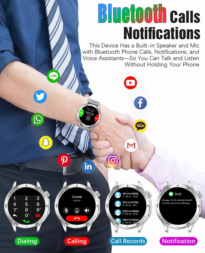 Smart Watch for Men, GPS Sports Mens Smartwatch, 1.53" HD Screen IP67 Waterproof, Answer/Make Call, Heart Rate Monitor, Sleep Tracking, Fitness Tracker, Compatible for Android iOS (Silver X2Max)