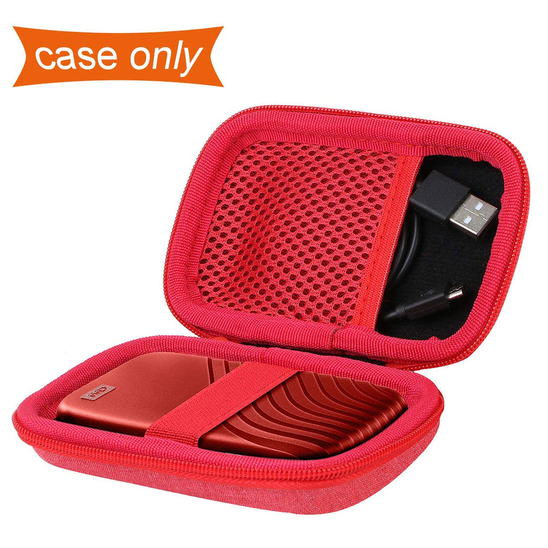 Aenllosi Hard Carrying Case Compatible with WD 1TB 2TB 500GB My Passport SSD External Portable Drive (red) red