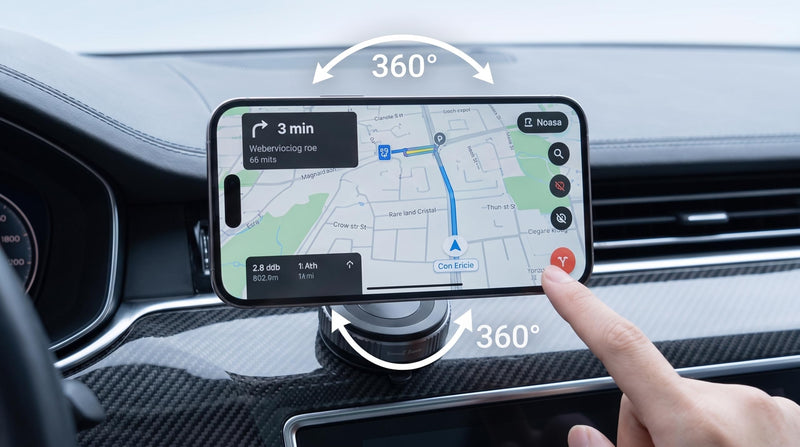 Vacuum Lock Magnetic Car Phone Mount, Universal Holder for All Phones, Anti-Vibration Strong Magnet 360° Foldable Holder for Dashboard, Windshield, Mirror & Gym, Compatible with Magsafe