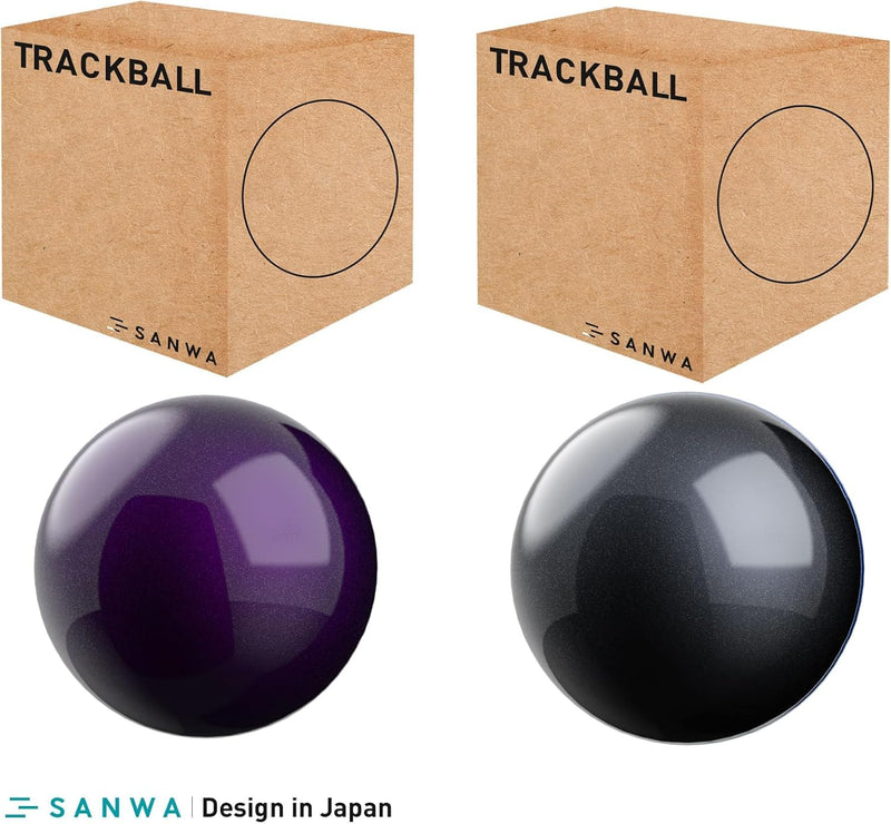 SANWA 2PCS 40mm/1.57in Trackball Replacement Ball for GMAWTB40, GMABTTB41, GMATB39, Kensington Orbit Fusion, and Other Compatible Trackball Mice, Glossy Purple + Black