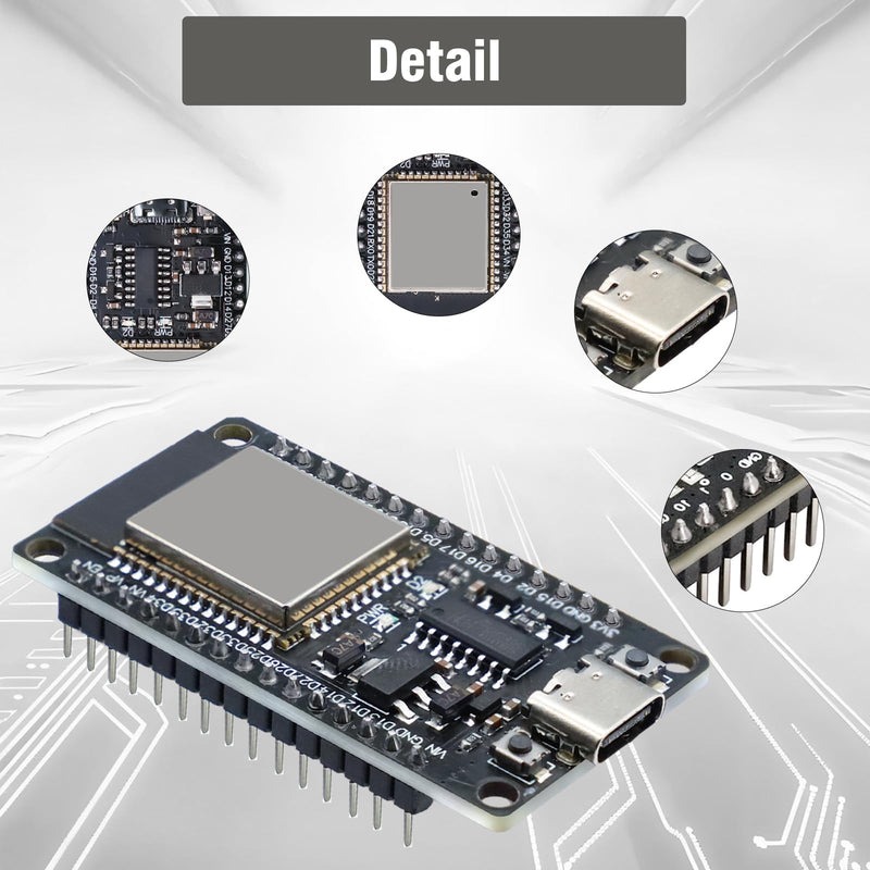 For ESP32 NodeMCU Development Board, QIQIAZI for ESP32 NodeMCU for ESP32 USB C Module, 2.4 GHz WiFi + Bluetooth Dual-Cores, with CH340 Chip, for Arduino (Pack of 2)