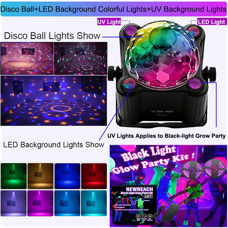 [AUSTRALIA] - Disco Ball Party Lights, Disco Ball Decor Disco Light Sound Activated with Remote Control Dj Lights for Outdoors and Indoors Home Club Karaoke Christmas Halloween Birthday Wedding Decorations. 