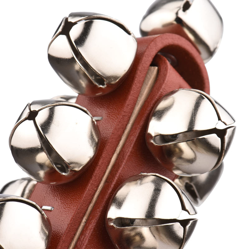 Hand Jingle Bells Hand Sleigh Bells Wooden Shaker Jingle Bells Stick Musical Percussion Instrument Bells for Holiday Home Christmas Decoration