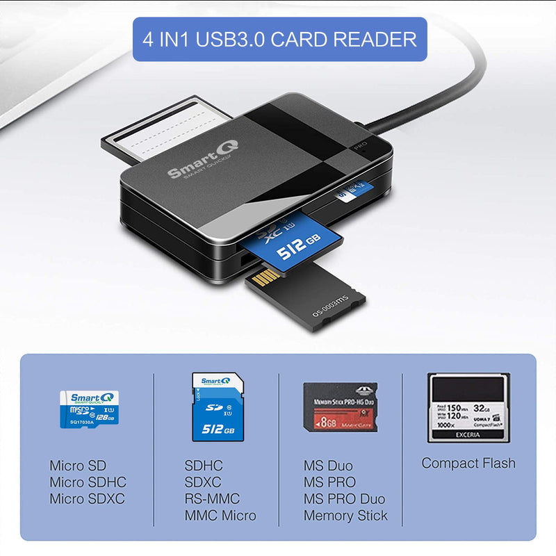 C368 USB 3.0 SD Card Reader, Plug N Play, Apple and Windows Compatible, Powered by USB, Supports CF/SD/SDHC/SCXC/MMC/MMC Micro/RS MMC/Mini SD/Micro SD/MS Duo/MS Pro/MS Pro (Pro Duo C, Black) Pro Duo C