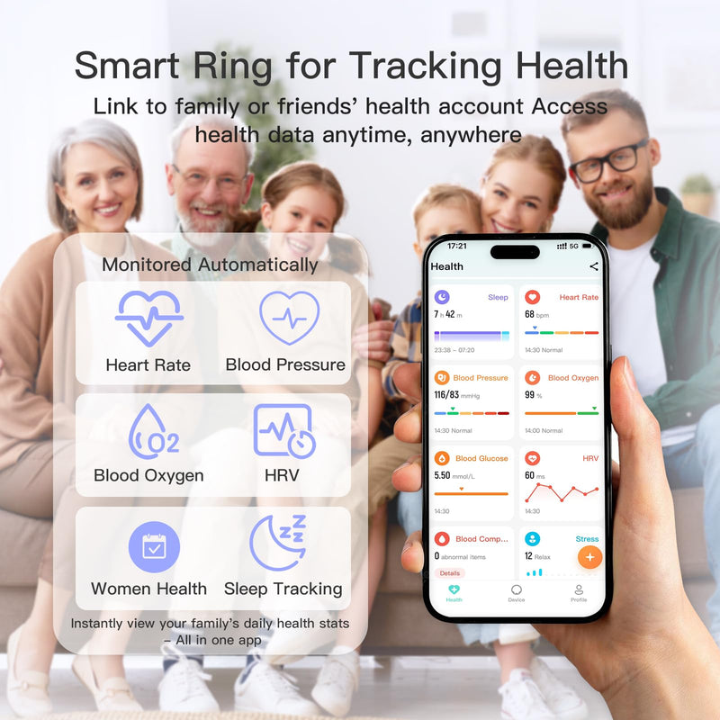 Smart Health Ring for Women Men, Fitness Tracker with Heart Rate, Step Counting, Sleep Monitoring&Featuring Stress, Long-Lasting, IP68 Waterproof,Compatible with iOS&Android, No Subscription Rose Gold 8