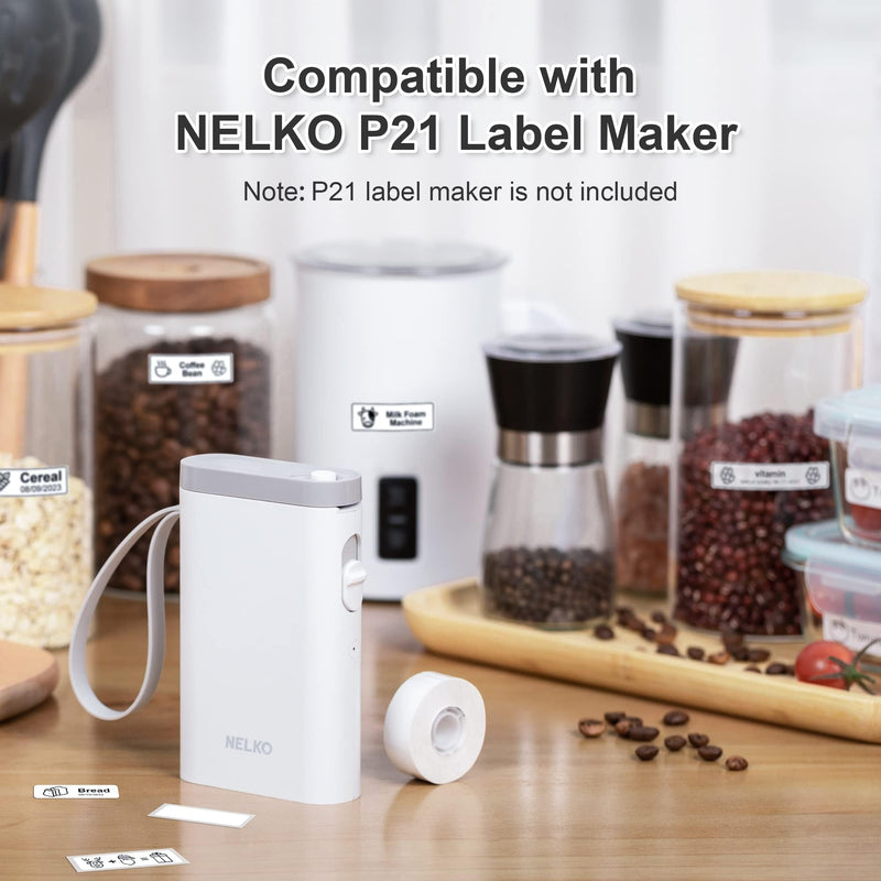 [AUSTRALIA] - Nelko Genuine P21 Label Maker Tape, 14x40mm (0.55"x1.57"), Standard Laminated Thermal Label Tape Replacement, for Home Office, 180 Labels/Roll, White 0.55"x1.57"(14mmx40mm)-1 Roll 