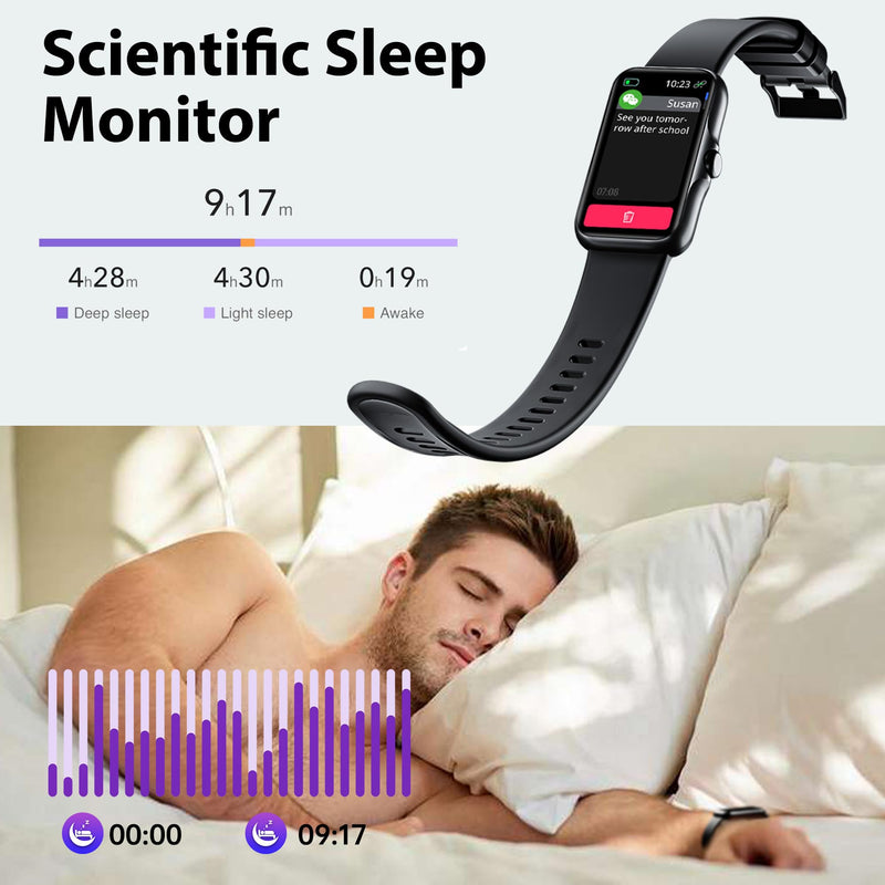 Fitness Tracker with 24/7 Continuous Heart Rate, Blood Oxy-gen Monitor, Smart Watch with Sleep Monitor, IP68 Waterproof Activity Tracker Step Counter for Women Men (Black)