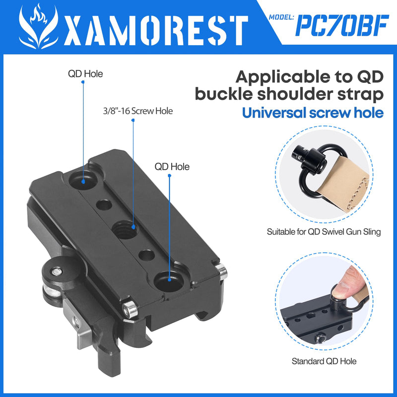 [AUSTRALIA] - PC70-BF Picatinny Arca Swiss Plate, 2.75 inch Picatinny Arca Rail Mount for Rifle Tripod Ballhead Quick Release Plate, Compatiable RRS Dovetail, Suitable for QD Sling & ARMS 17S Style PC70-BF 
