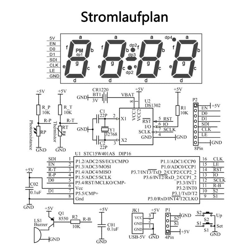 EIELE Electronic Clock Soldering Set Multicoloured Display with Free Adjustment Practical Learning Program for Soldering Enthusiasts (Soldering Required)