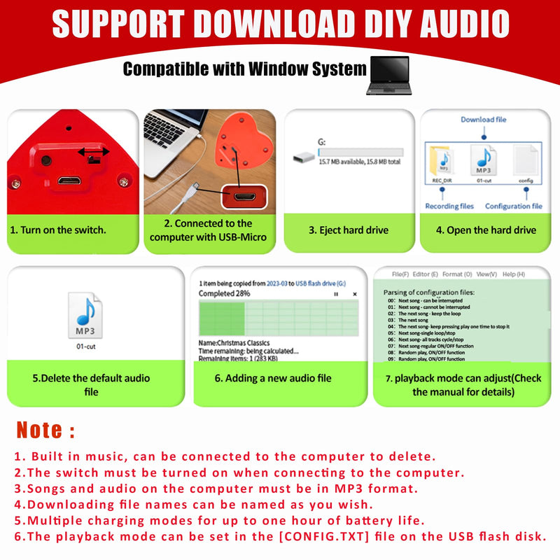 16min Voice Recorder, USB Downloadable Sound Recorder Chips Module for Stuffed Animals, Mother's Day Valentine's Day Christmas Plush Toy,Manual DIY Creative Sound Presents for Boys, Girls-2P XIN7004-Only Download-2P