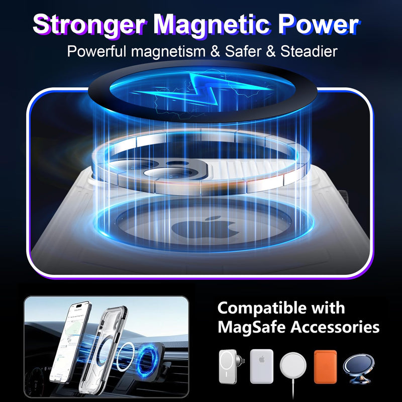 2024 Upgrade for iPhone 15 Case Waterproof,[Compatible With MagSafe][Built-in Screen&Camera Protector][Full Body Dropproof][IP68 Underwater][Clear Sound]Shockproof Phone Case 6.1"Black/Clear Black/Clear
