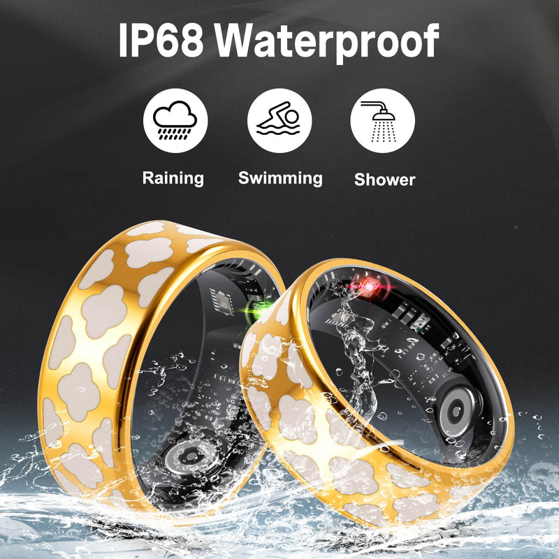 FAHKNS Smart Health Ring for Women Men: Fitness Tracker Ring with Heart Rate,Blood Oxygen,Sleep Monitor,Stress,Steps Counter,IP68 Waterproof for iOS & Android,No APP Fees (Enamel,10#)