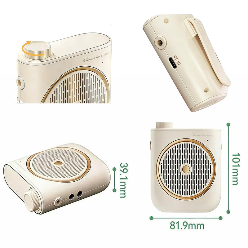 [AUSTRALIA] - Voice Amplifier with Wireless Microphone Headset, Voice Amplifier Wireless Microphone for Teachers, Mini PA System Speaker, Portable Voice Amplifier for Classroom, Speech,Tour Guide (Cream) 